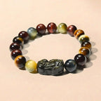 Exclusive: Buddha & Karma Tri-Color Tiger’s Eye Pixiu Wealth Bracelet