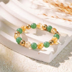 Exclusive: Buddha & Karma Triple Luck Bracelet - Green Aventurine, Hematite, Yellow Topaz