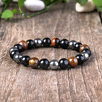 Buddha & Karma Triple Protection Bracelet - Tiger’s Eye, Obsidian, Hematite