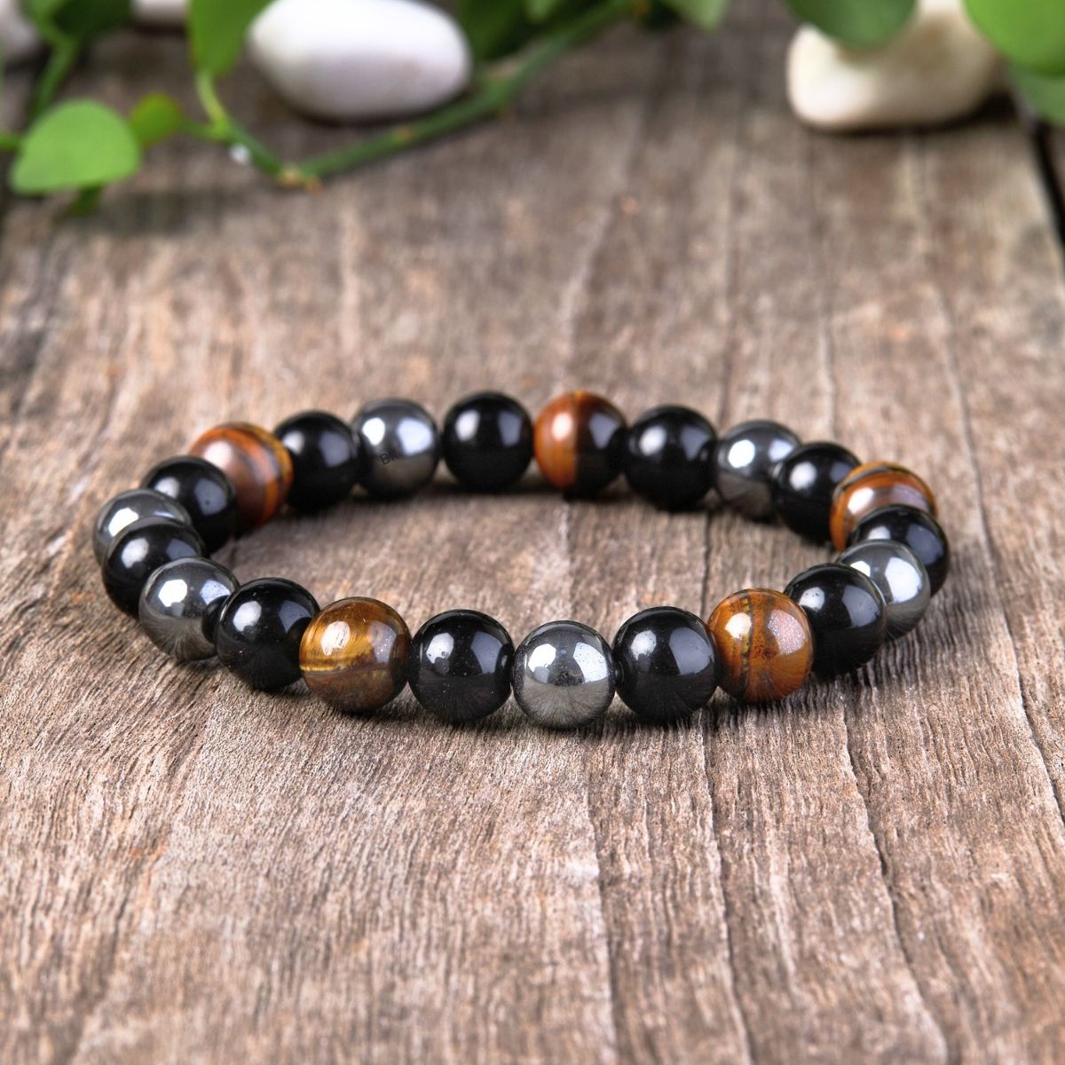 Buddha & Karma Triple Protection Bracelet - Tiger’s Eye, Obsidian, Hematite