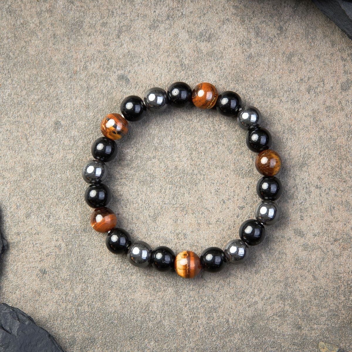 Buddha & Karma Triple Protection Bracelet - Tiger’s Eye, Obsidian, Hematite
