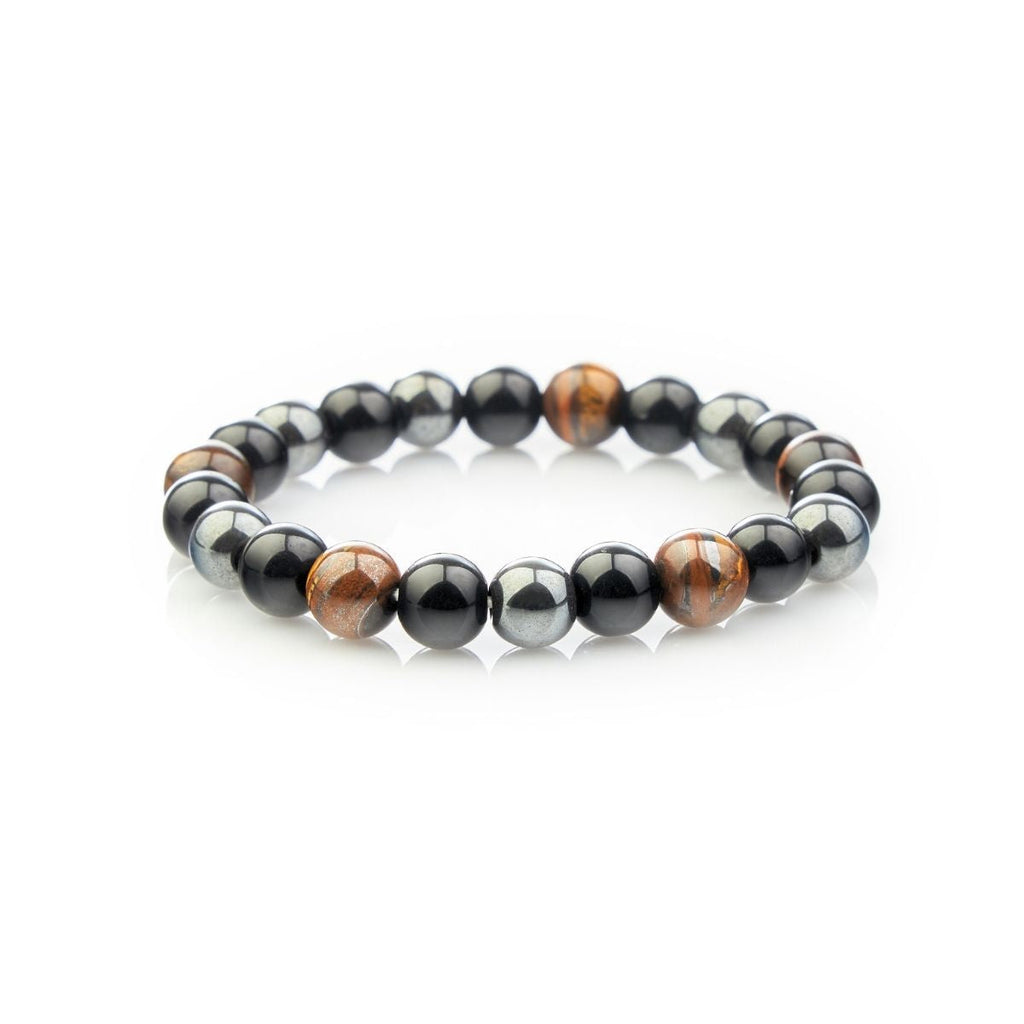 Buddha & Karma Triple Protection Bracelet - Tiger’s Eye, Obsidian, Hematite