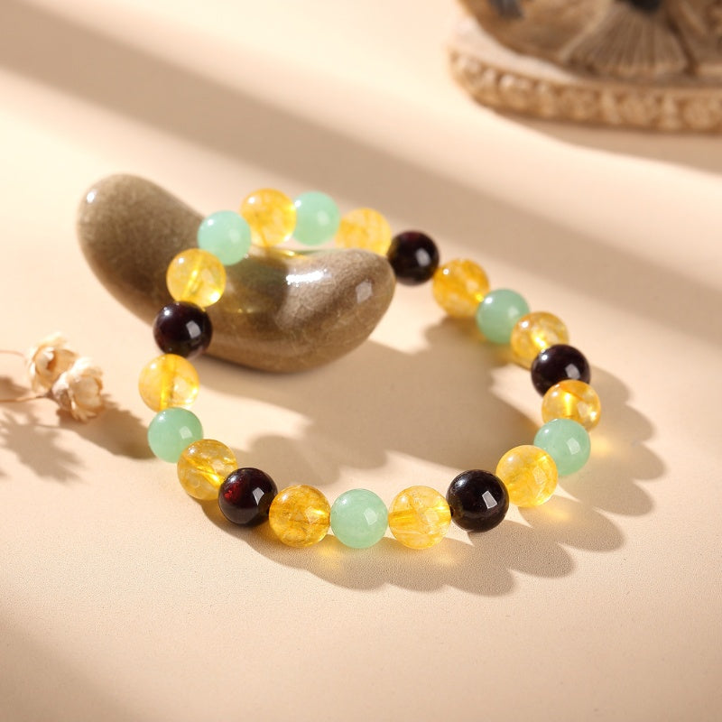 Buddha & Karma Triple Success Bracelet – Citrine, Aventurine, Garnet