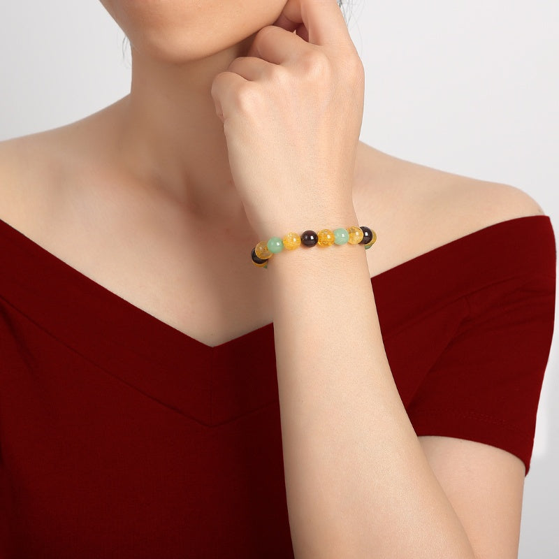 Buddha & Karma Triple Success Bracelet – Citrine, Aventurine, Garnet