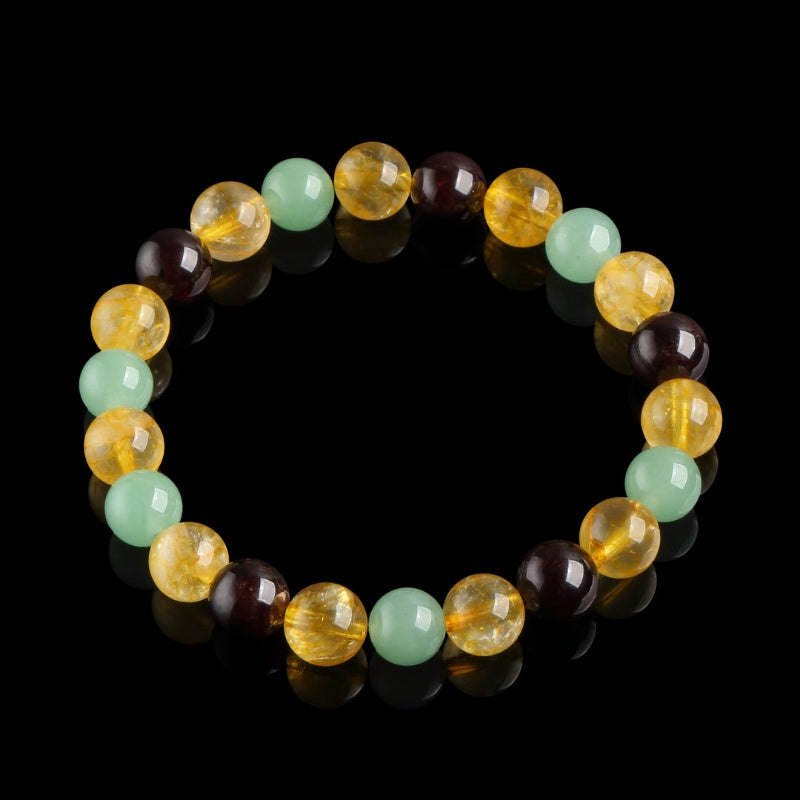 Buddha & Karma Triple Success Bracelet – Citrine, Aventurine, Garnet