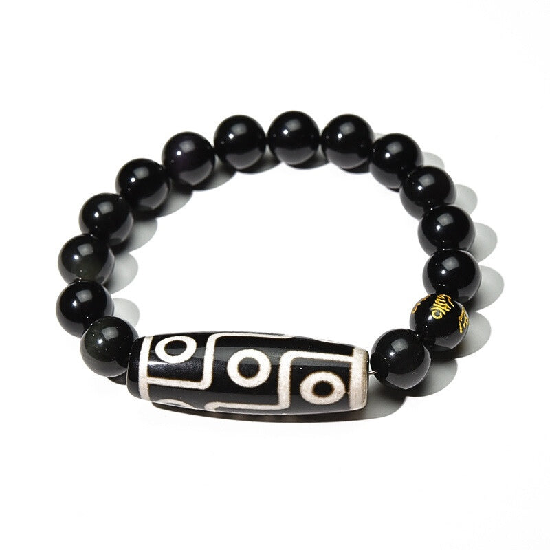Buddha & Karma Ultimate Luck DZI 9 Eyes Obsidian Bracelet