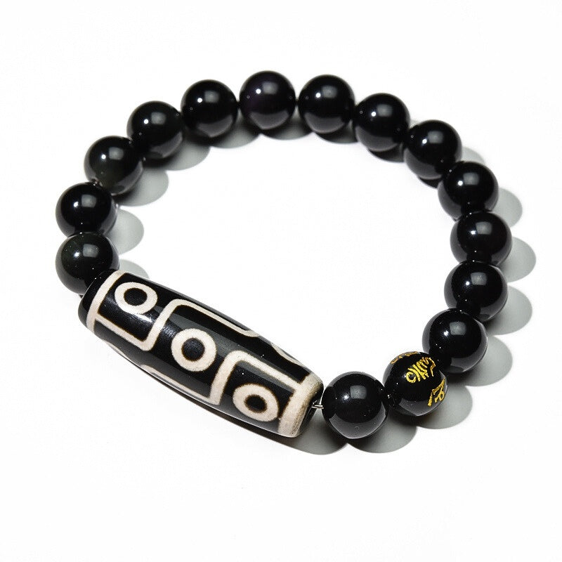 Buddha & Karma Ultimate Luck DZI 9 Eyes Obsidian Bracelet