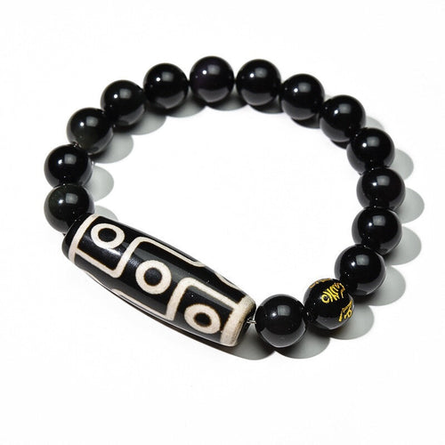 Buddha & Karma Ultimate Luck DZI 9 Eyes Obsidian Bracelet