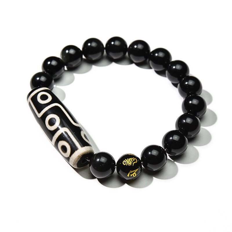 Buddha & Karma Ultimate Luck DZI 9 Eyes Obsidian Bracelet