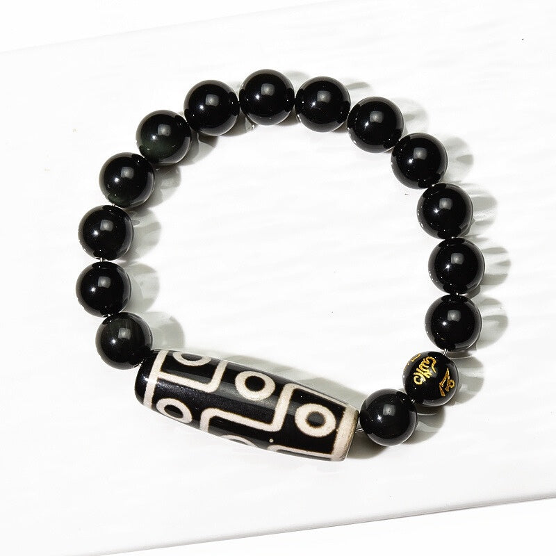 Buddha & Karma Ultimate Luck DZI 9 Eyes Obsidian Bracelet