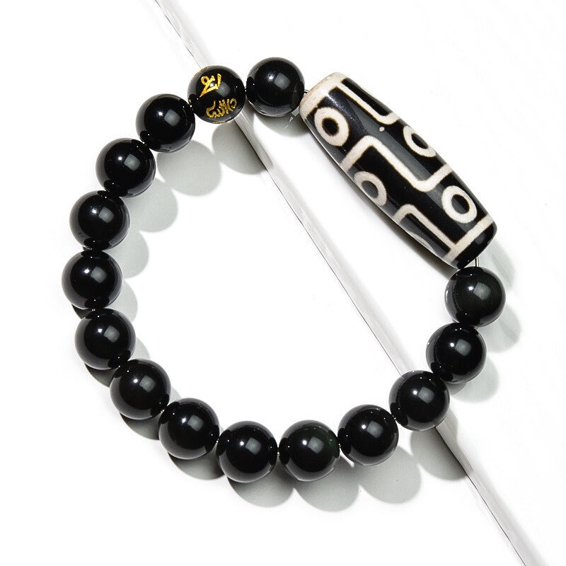 Buddha & Karma Ultimate Luck DZI 9 Eyes Obsidian Bracelet