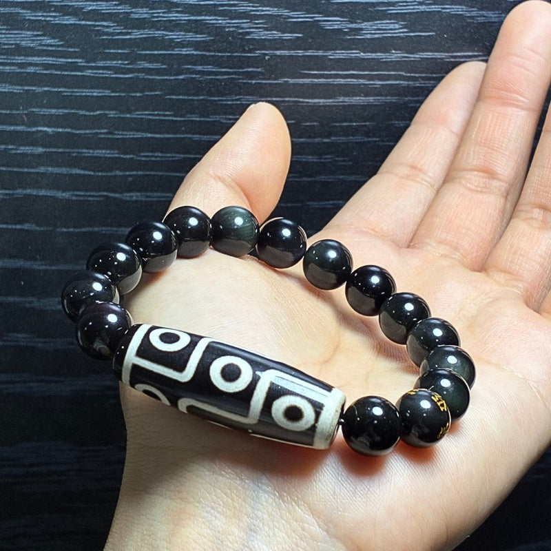 Buddha & Karma Ultimate Luck DZI 9 Eyes Obsidian Bracelet