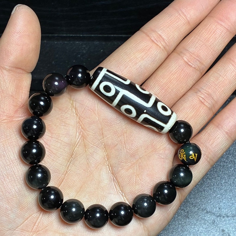Buddha & Karma Ultimate Luck DZI 9 Eyes Obsidian Bracelet
