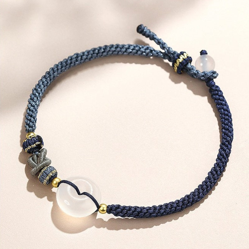 Buddha & Karma Blue String White Agate Bracelet - Give the Gift of Peace