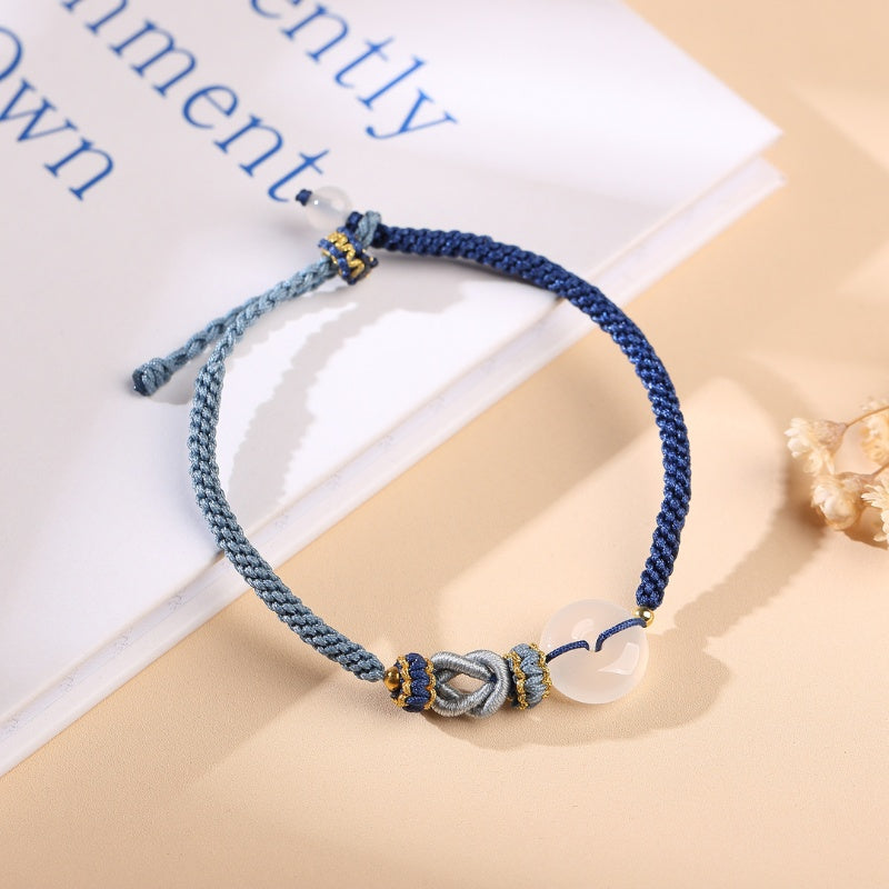 Buddha & Karma Blue String White Agate Bracelet - Give the Gift of Peace