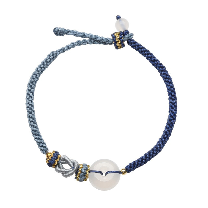 Buddha & Karma Blue String White Agate Bracelet - Give the Gift of Peace