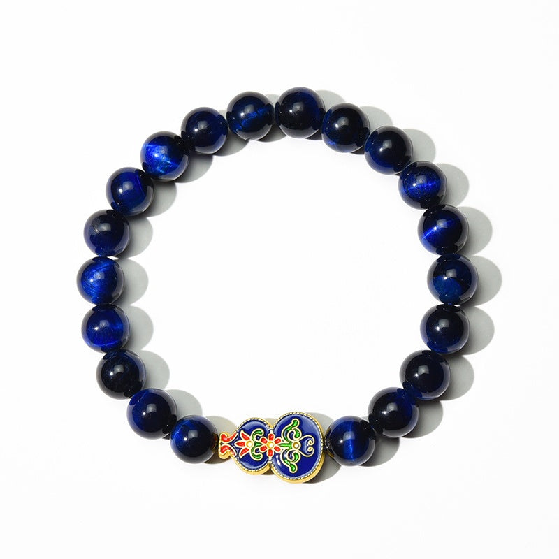 Buddha & Karma Wu Lou Blue Tiger Eye Wellness Bracelet - Feng Shui Bracelet for Health