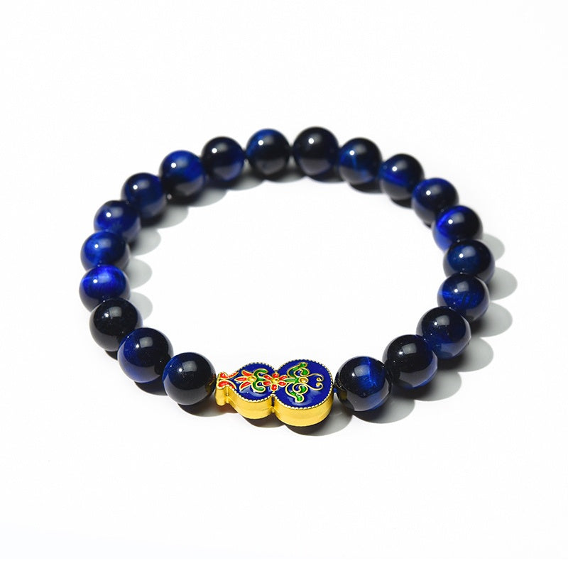 Buddha & Karma Wu Lou Blue Tiger Eye Wellness Bracelet - Feng Shui Bracelet for Health