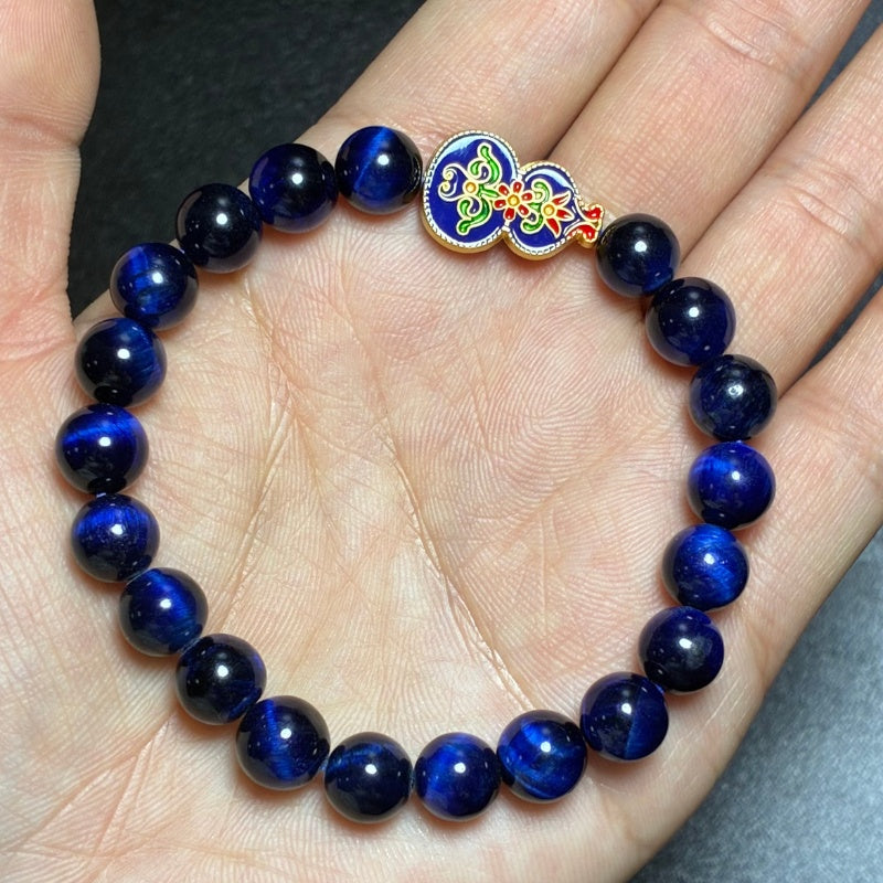 Buddha & Karma Wu Lou Blue Tiger Eye Wellness Bracelet - Feng Shui Bracelet for Health