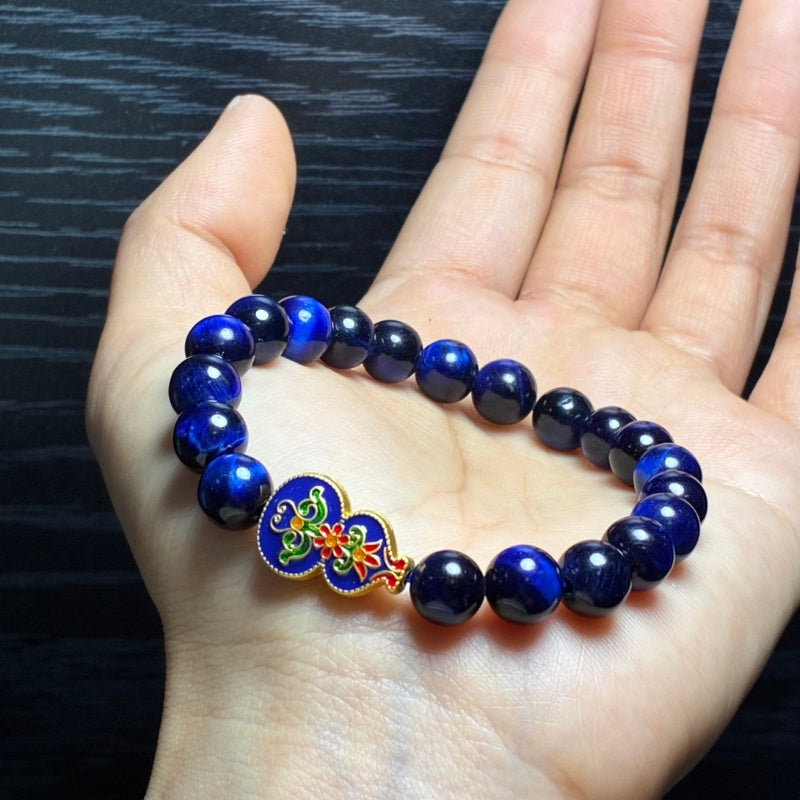 Buddha & Karma Wu Lou Blue Tiger Eye Wellness Bracelet - Feng Shui Bracelet for Health