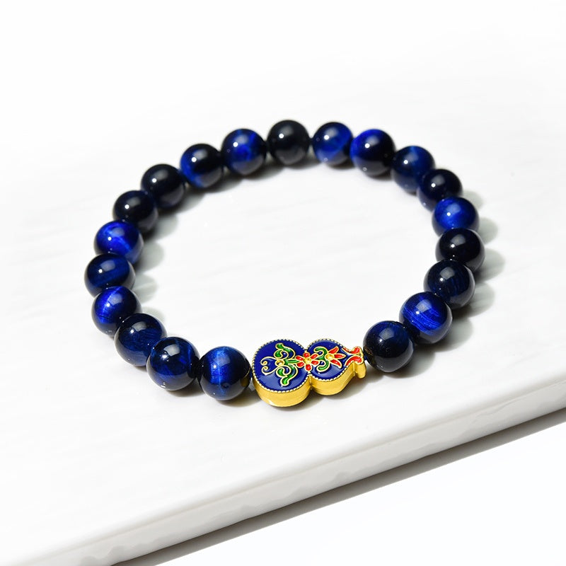 Buddha & Karma Wu Lou Blue Tiger Eye Wellness Bracelet - Feng Shui Bracelet for Health