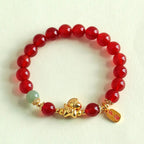 Buddha & Karma Year of the Fire Horse Bracelet - Black Obsidian, Red Agate