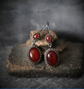 Vintage Red Zircon Drop Earrings