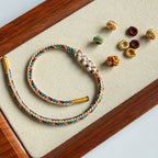 Fortune Jewel Handmade Dunhuang Color Peach Blossom Pattern Braid String Bracelet