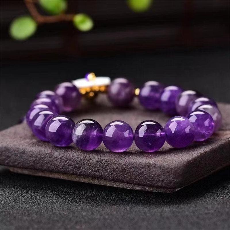 Fortune Jewel Natural Amethyst Crystal Flower Spiritual Healing Bracelet