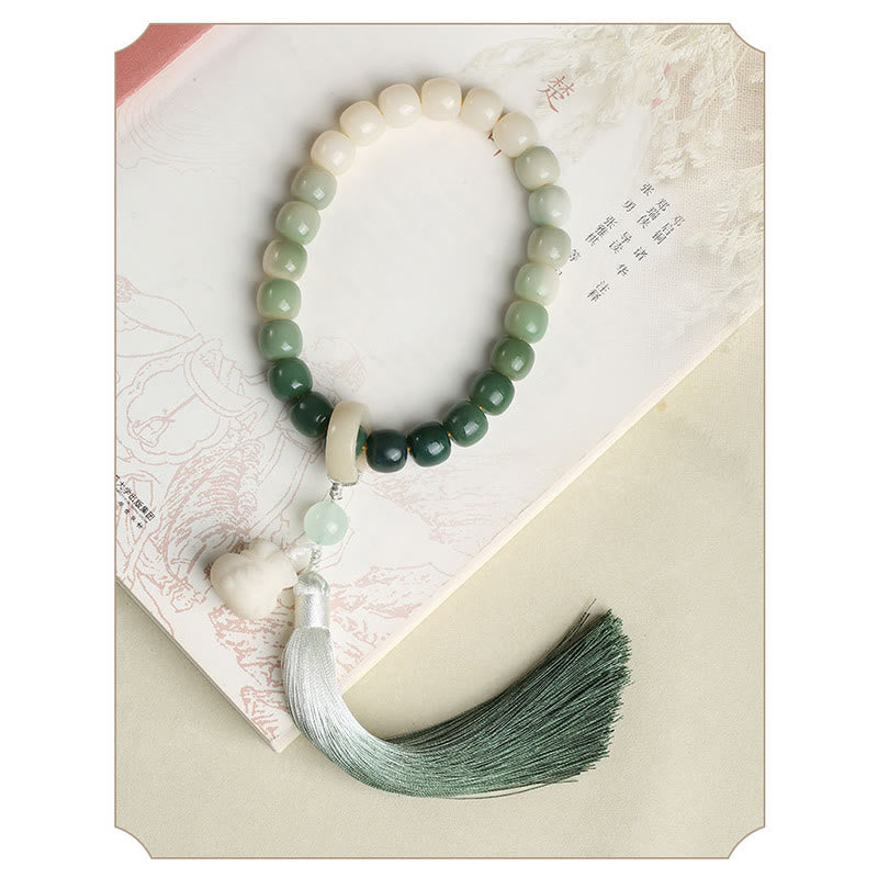 Fortune Jewel Natural Gradient Bodhi Seed Fortune Money Bag Lotus Wisdom Tassel Wrist Mala Fortune Jewel
