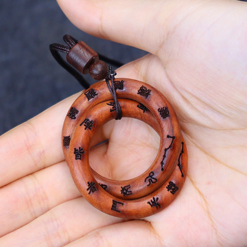 Fortune Jewel Lightning Struck Jujube Wood Taoist Yin Yang Ring Qiankun Circle Leizu Taboo Luck Necklace Pendant Fortune Jewel