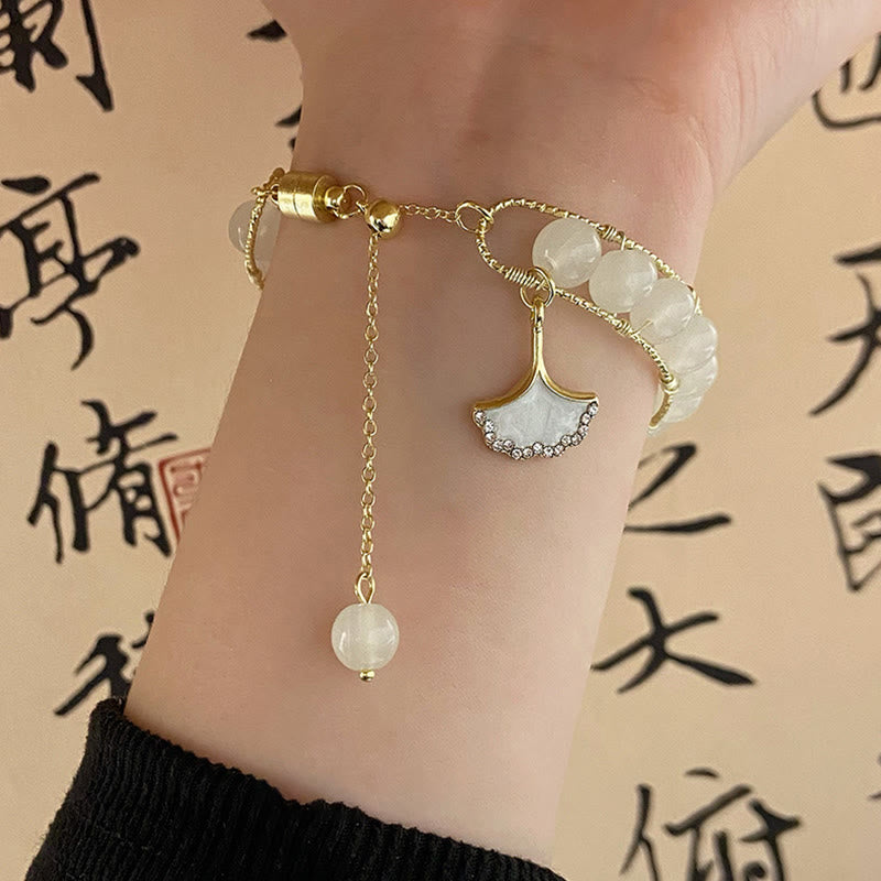 Fortune Jewel Ginkgo Leaf Jade Bead Luck Bracelet