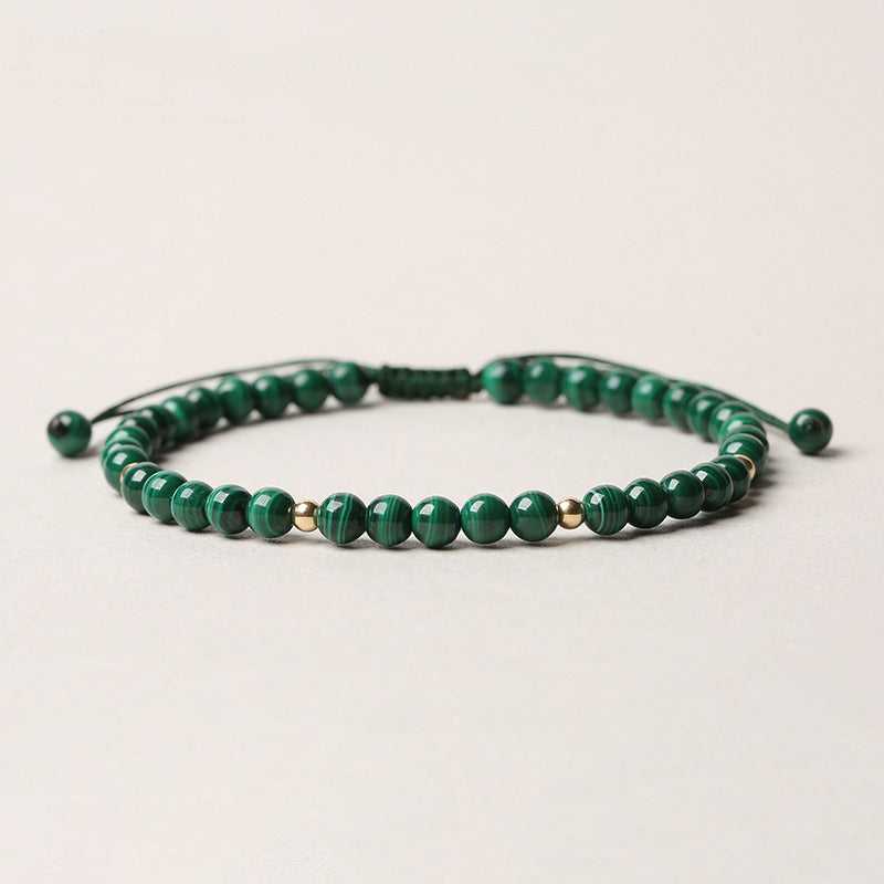 Fortune Jewel Natural Malachite Protection Calmness String Bracelet