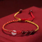 Fortune Jewel Natural Cinnabar Jade Peace Buckle Blessing Bracelet