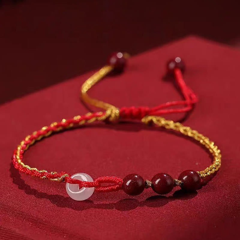 Fortune Jewel Natural Cinnabar Jade Peace Buckle Blessing Bracelet