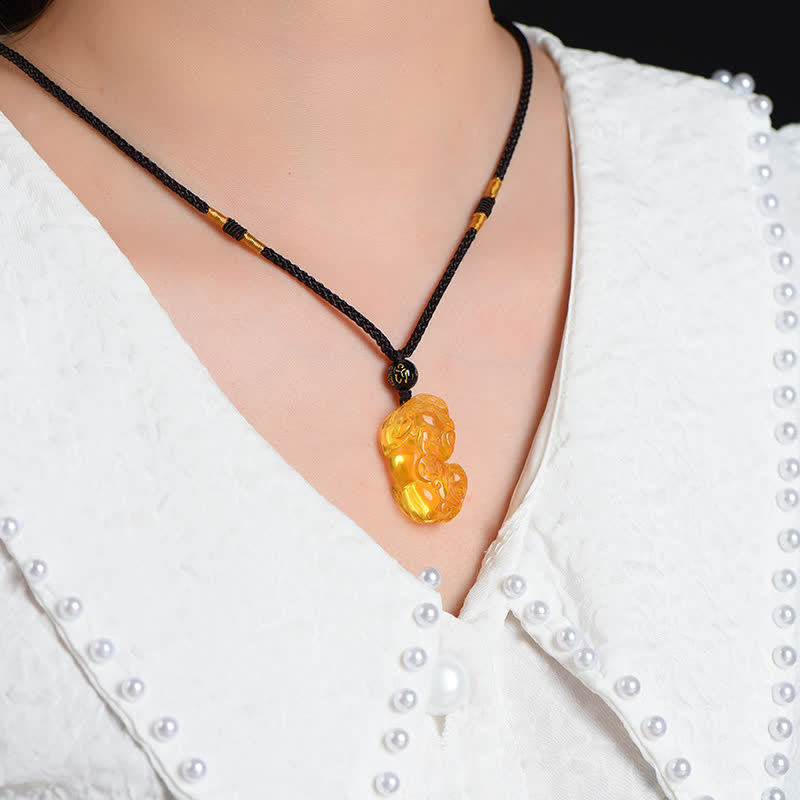 Fortune Jewel FengShui Citrine PiXiu Wealth Necklace Pendant