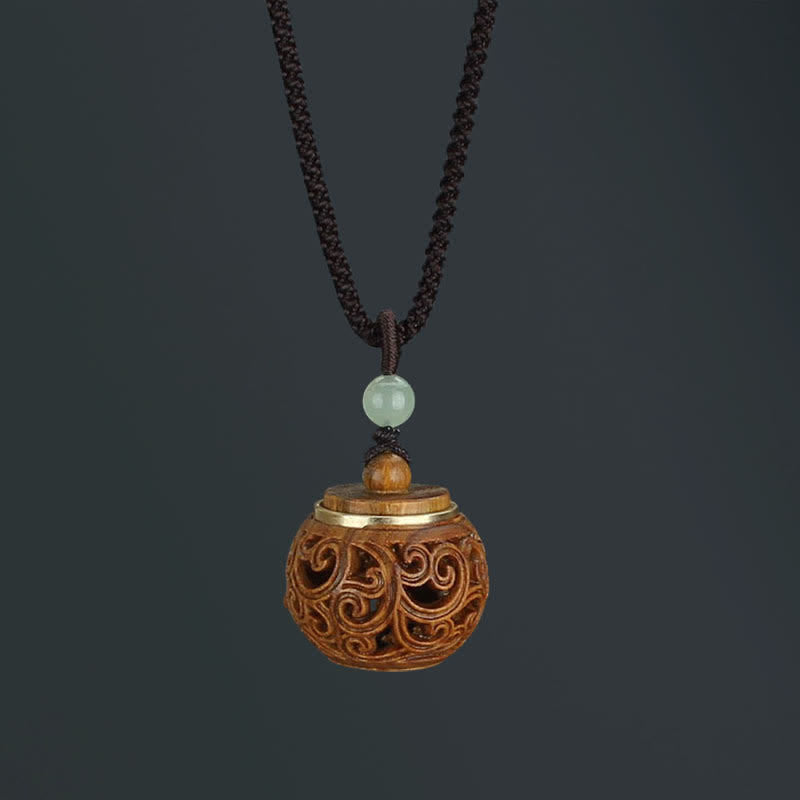 Fortune Jewel Tibet Green Sandalwood Rosewood Om Mani Padme Hum Lotus Positive Soothing Necklace Pendant Fortune Jewel