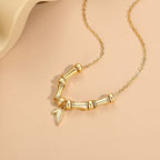 Fortune Jewel Golden Bamboo Pattern Titanium Steel Wealth Necklace Pendant