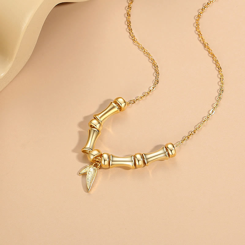 Fortune Jewel Golden Bamboo Pattern Titanium Steel Wealth Necklace Pendant