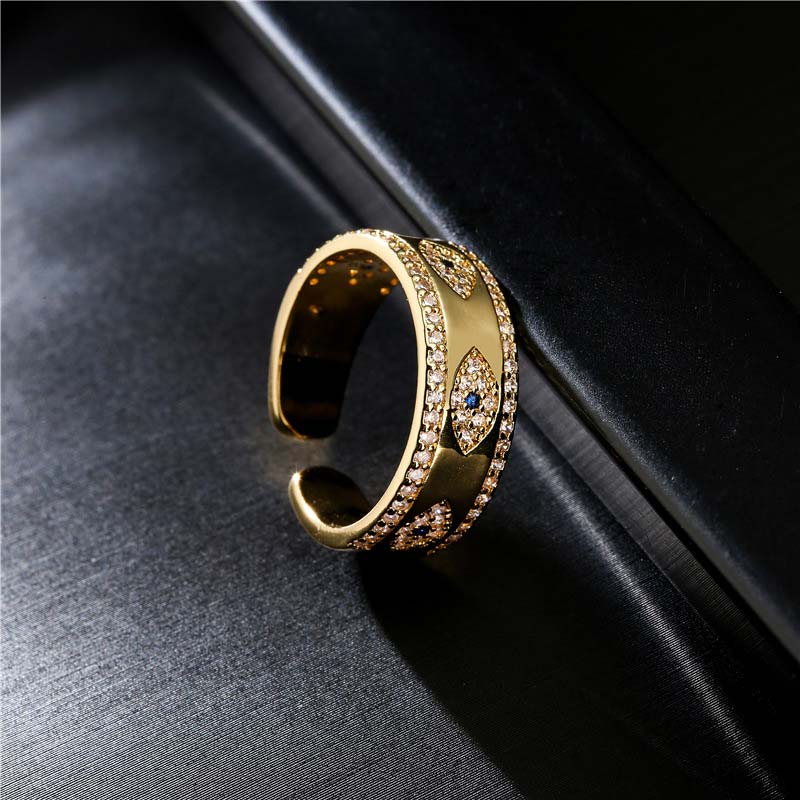 Fortune Jewel Evil Eye Luck Blessing Copper Alloy Ring