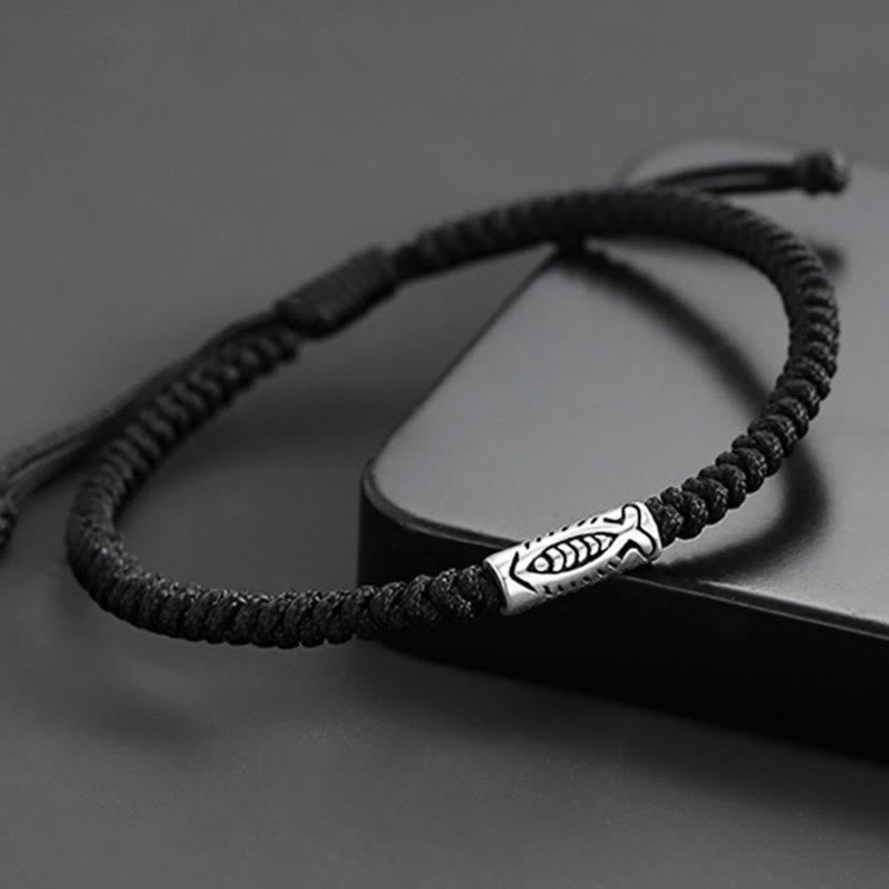 Fortune Jewel Tibet Koi Fish Wealth Black String Bracelet