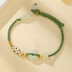 Fortune Jewel Hetian Jade Peace Buckle Luck Peach Blossom Braided Bracelet
