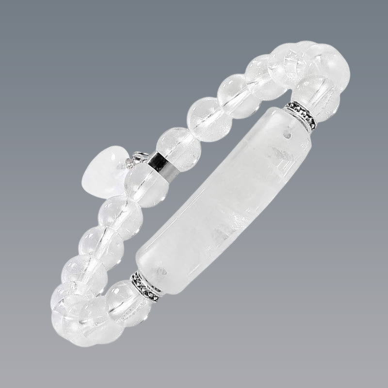 Fortune Jewel Natural Quartz Love Heart Healing Beads Bracelet