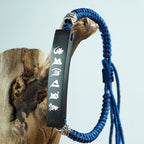 Fortune Jewel Buddhism Six True Words Wood Ebony Wood Silver Inlaid Protection Bracelet