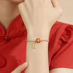 Fortune Jewel 925 Sterling Silver Handmade Auspicious Chinese Character Blessing Braided String Bracelet