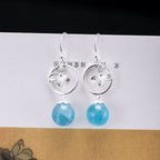 Fortune Jewel 925 Sterling Silver Natural Aquamarine Leaf Flower Peace Earrings Necklace