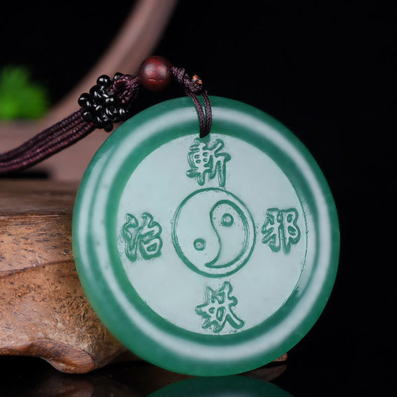 Fortune Jewel Green Aventurine Yin Yang Balance Necklace Pendant