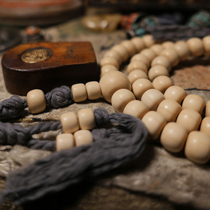 Fortune Jewel 108 Mala Beads Abelia Biflora Wood Warding Off Evil Spirits Wrist Mala