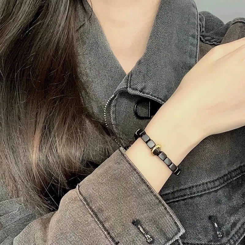 Fortune Jewel Tibetan Ebony Wood Square Beads Peace Calm Bracelet