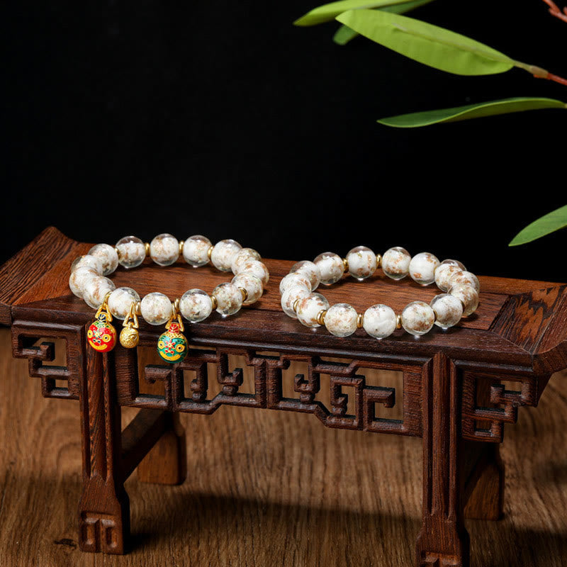 Fortune Jewel Gold Swallowing Beast Family Charm Luminous Fluorescent Liuli Glass Bead Success Bracelet